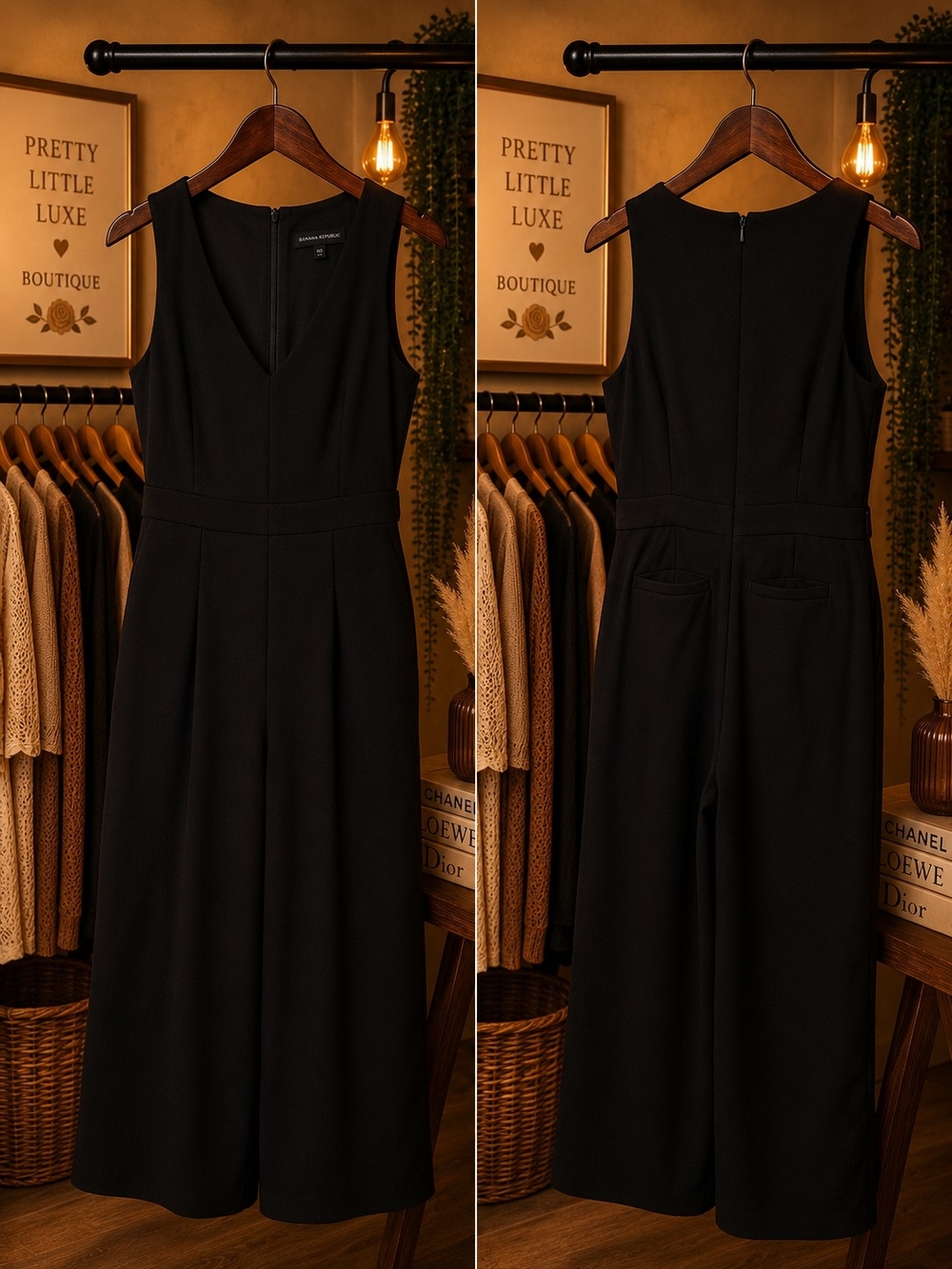 Banana Republic Black Wide Leg Sleeveless Jumpsuit Romper Size 00